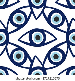 Seamless pattern with eyes magical pattern. Mystical icon hand drawn print. Cartoon style, sign esoteric, inspiration eye. Vector illustration