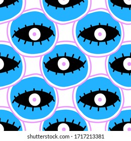 Nahtloses Muster mit magischem Augenmuster. Der handgezeichnete Ausdruck des Mystischen Symbols. Cartoon Stil, Zeichen esoterisch, Inspiration Auge. Vektorillustration