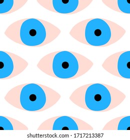 Seamless pattern with eyes magical pattern. Mystical icon hand drawn print. Cartoon style, sign esoteric, inspiration eye. Vector illustration
