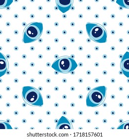 Seamless pattern with eyes magical pattern. Mystical icon hand drawn print. Cartoon style, sign esoteric, inspiration eye. Vector illustration