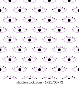 Seamless pattern with eyes magical pattern. Mystical icon hand drawn print. Cartoon style, sign esoteric, inspiration eye. Vector illustration
