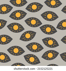 Seamless pattern with eyes magical pattern. Mystical hand drawn print. Cartoon style, sign esoteric, inspiration eye. Vector illustration