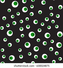 Seamless pattern with eyes on black background