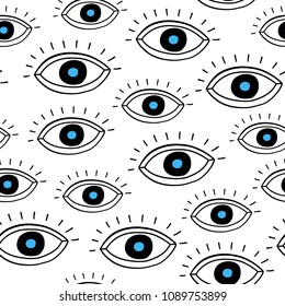 Seamless pattern with eyes. Vector background.
