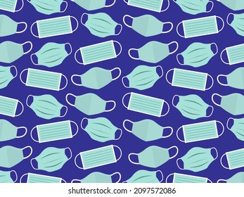 seamless pattern with fabric medical face masks.Virus protection. Coronavirus pandemic. Covid-19.For printing and electronic media