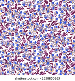 Seamless Pattern Fabric Textile Vintage Illustration NAture Floral Flower