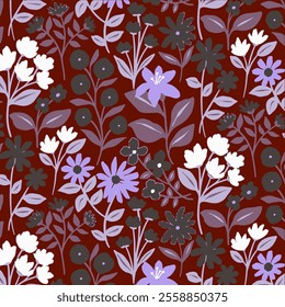 Seamless Pattern Fabric Textile Vintage Illustration NAture Floral Flower