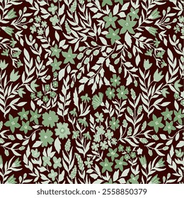 Seamless Pattern Fabric Textile Vintage Illustration NAture Floral Flower