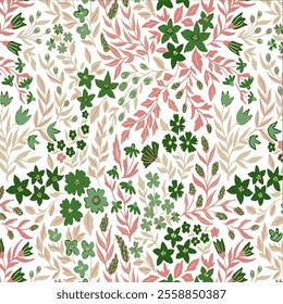 Seamless Pattern Fabric Textile Vintage Illustration NAture Floral Flower