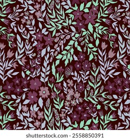 Seamless Pattern Fabric Textile Vintage Illustration NAture Floral Flower