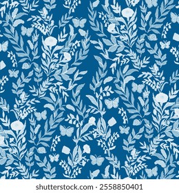 Seamless Pattern Fabric Textile Vintage Illustration NAture Floral Flower