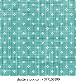 Seamless pattern. Fabric. White floral pattern on a turquoise background.