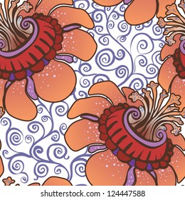 seamless pattern. fabulous orange flowers