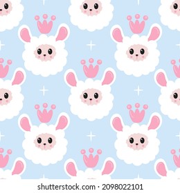 seamless pattern face of cute llama