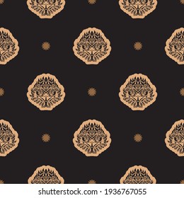 Seamless pattern with the face of an eagle. Good covers, fabrics, postcards and printing. Vector illustration.