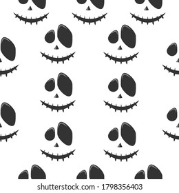 Seamless pattern face ghost and pumpkin isolated on white background. for celebration halloween