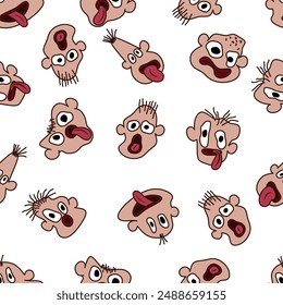 Seamless pattern with face with lol mood. Endless texture can be used for pattern fills, web page background, fabric texture.