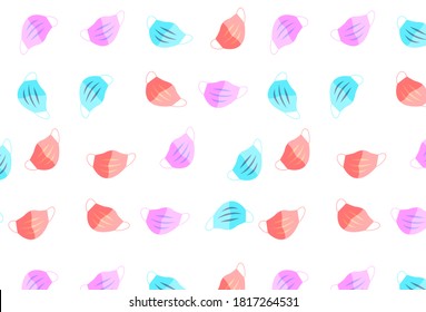 Seamless pattern face mask covid19. corona virus repeat background. cartoon  wallpaper doodle illustration design.
