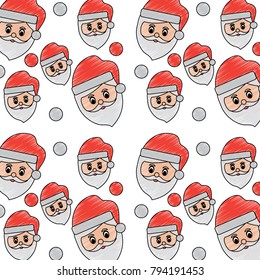 seamless pattern face santa claus snow falling