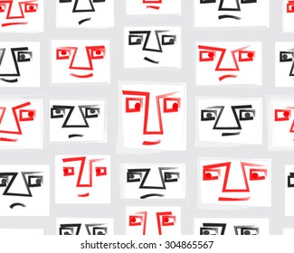 Seamless pattern with faces.