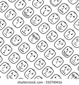 Seamless pattern of faces