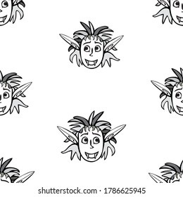 Seamless pattern of faces of cartoon funny vampires