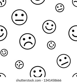 Seamless Pattern With Faces Icons , Positive, Neutral And Negative Emotions. Vector Illustration