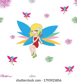 Seamless Pattern of Fairy colors full