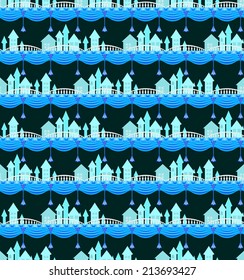 Seamless pattern of fairy town.