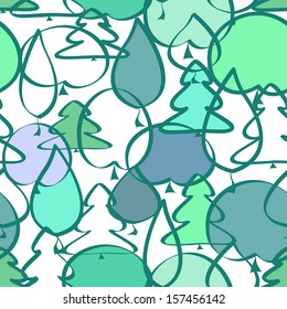 Seamless pattern of fairy winter trees