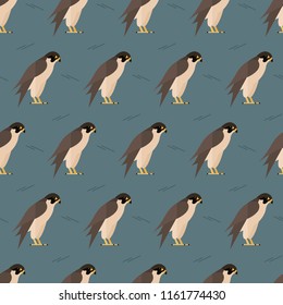 seamless pattern falcon bird animal on blue background vector wallpaper textile giftwrap