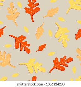 Seamless pattern fall doodles leaves.printing wallpaper.vector illustration