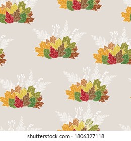 Seamless pattern with fall leaf, abstract sparse leaf texture design