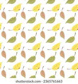 Seamless pattern with fall leaves in graphic style.