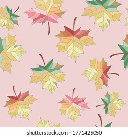 Seamless pattern with fall maple leaves. Vector illustration