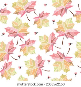 Seamless pattern with fall maple leaves. Vector illustration