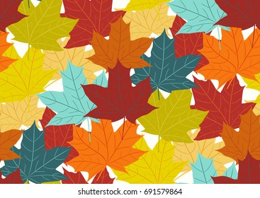 Seamless pattern with fall maple leaves. Vector illustration