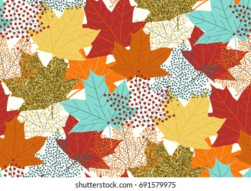 Seamless pattern with fall maple leaves. Vector illustration