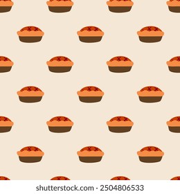 Seamless pattern Fall pie. Hand drawn design. Vector illustration. 