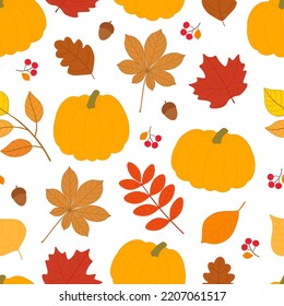 Seamless pattern fall vector illustration. Thanksgiving background