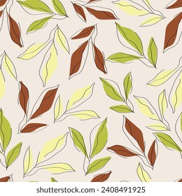 Seamless pattern with fallen leaves Sparing leaves Seamless pattern for fabric Textured vector illustration for Spring autumn  delicate graphic design 