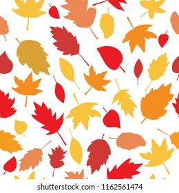 Seamless pattern with falling autumn leaves