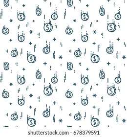 Seamless pattern with falling coins. Money rain background. Vector flat line design