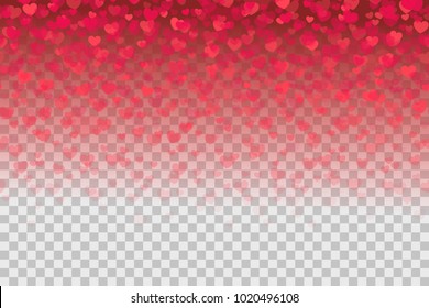 Seamless pattern with falling confetti hearts for Valentines day. Background with hearts. Valentines day or wedding invitation greeting card design. Vector illustration, eps 10