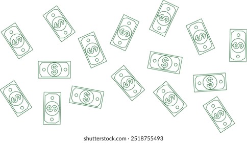 seamless pattern of falling dollar bills	