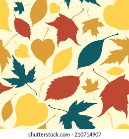 Seamless pattern with falling leaves. Autumn background. Vector illustration