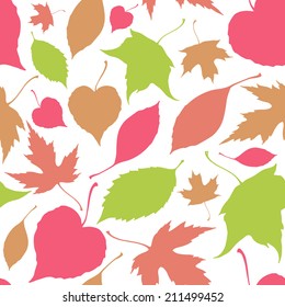 Seamless pattern with falling leaves. Autumn background. Vector illustration