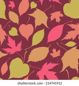 Seamless pattern with falling leaves. Autumn background. Vector illustration