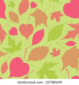 Seamless pattern with falling leaves. Autumn background