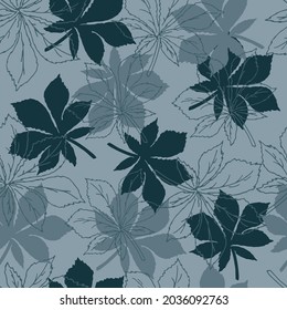 Seamless pattern with falling leaves of chestnut. Design for fashion, textile, wallpaper, gift paper.